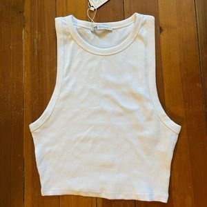 *NWT* Zara cotton crop top tank white size M